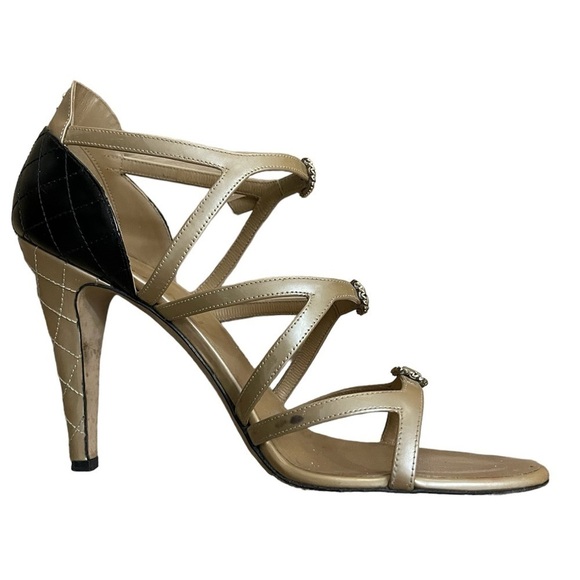 Chanel 2017 Cruise Multi-strap Buckle Two Toned Logo Quilted Caged Heels Sandals - Picture 9 of 11